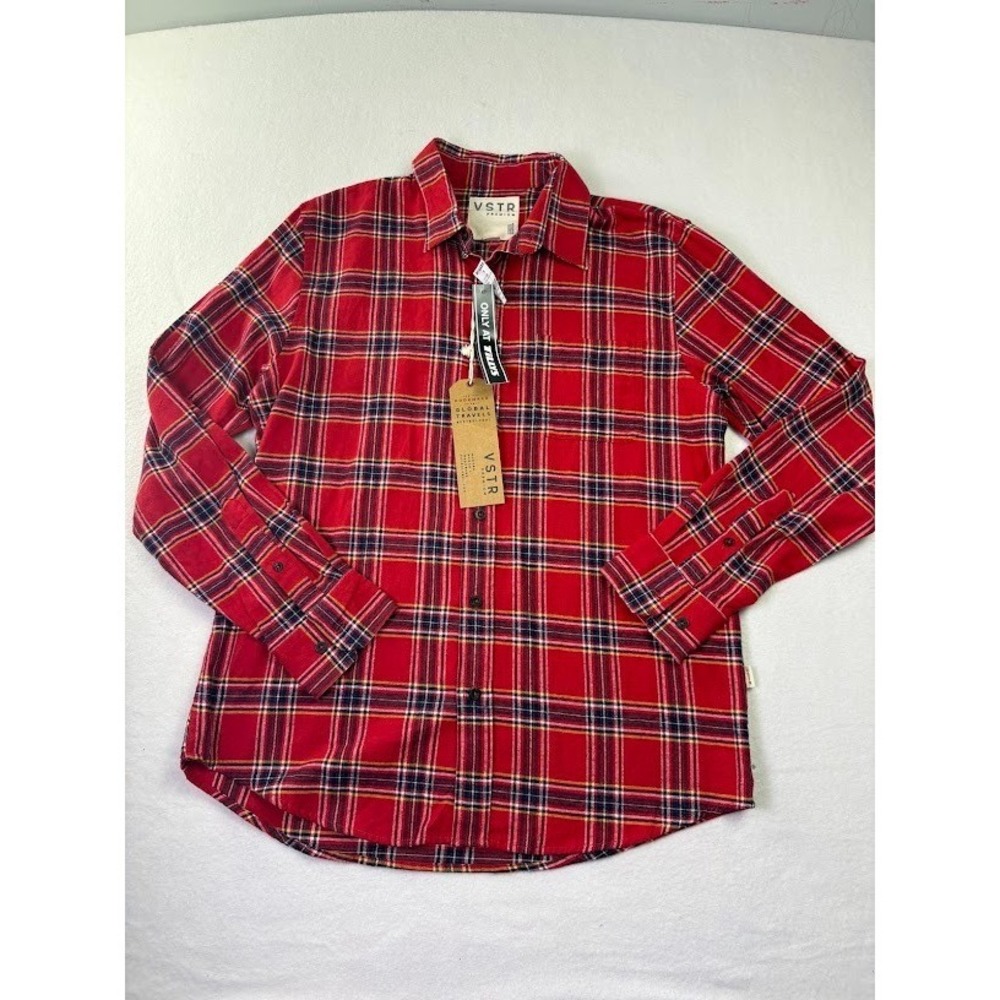 VSTR Premium Men's Size Large Red Plaid Flannel‎ Shirt NWT